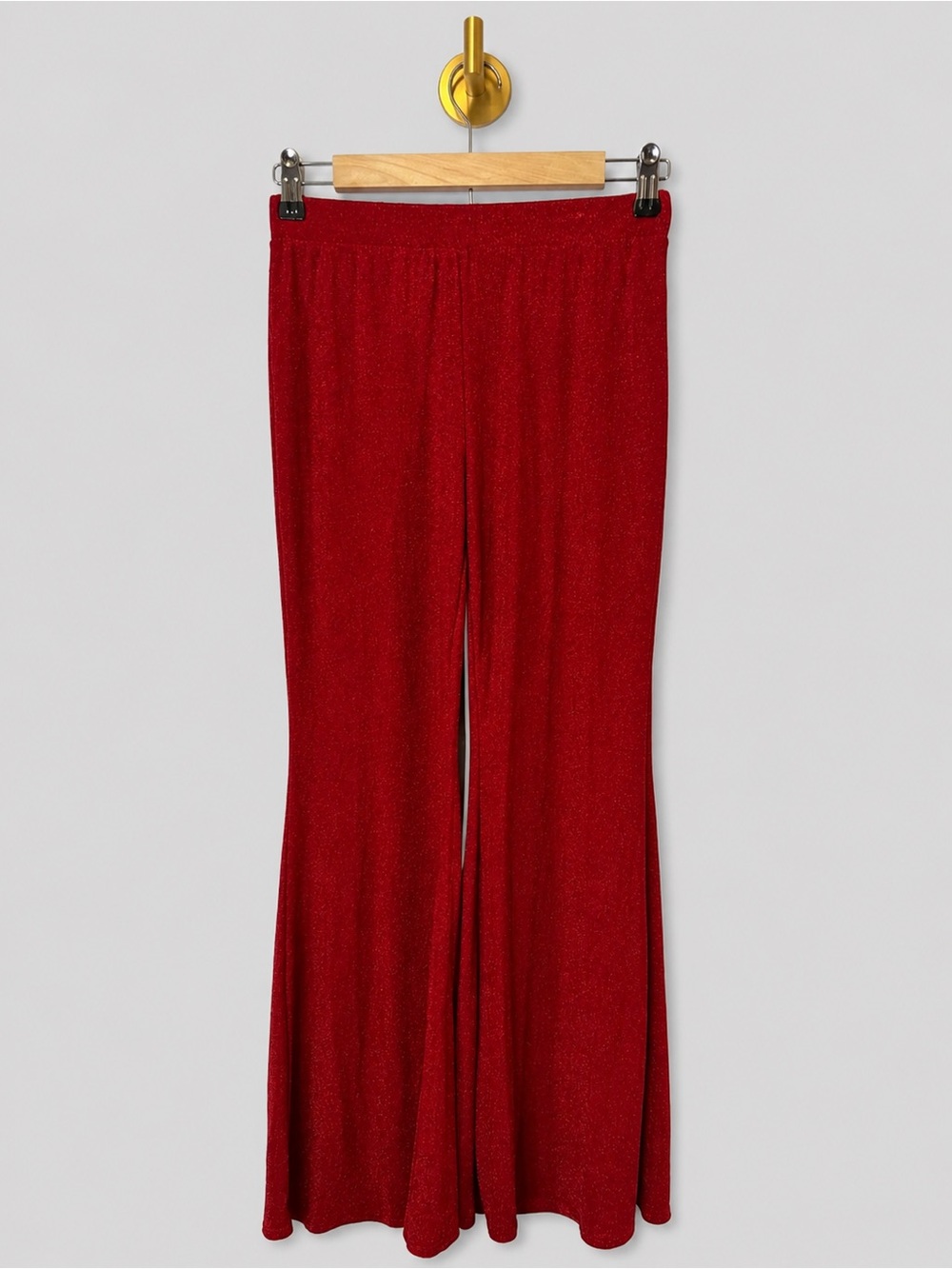 Forever 21 Red Glitter Flare Pants Women’s Wide Leg Pull-On Y2K Party Disco